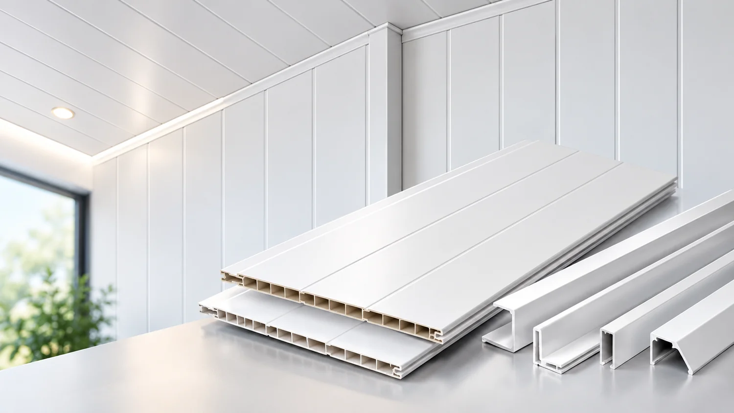 Imagen referencial creada con IA de paneles y complementos PVC
