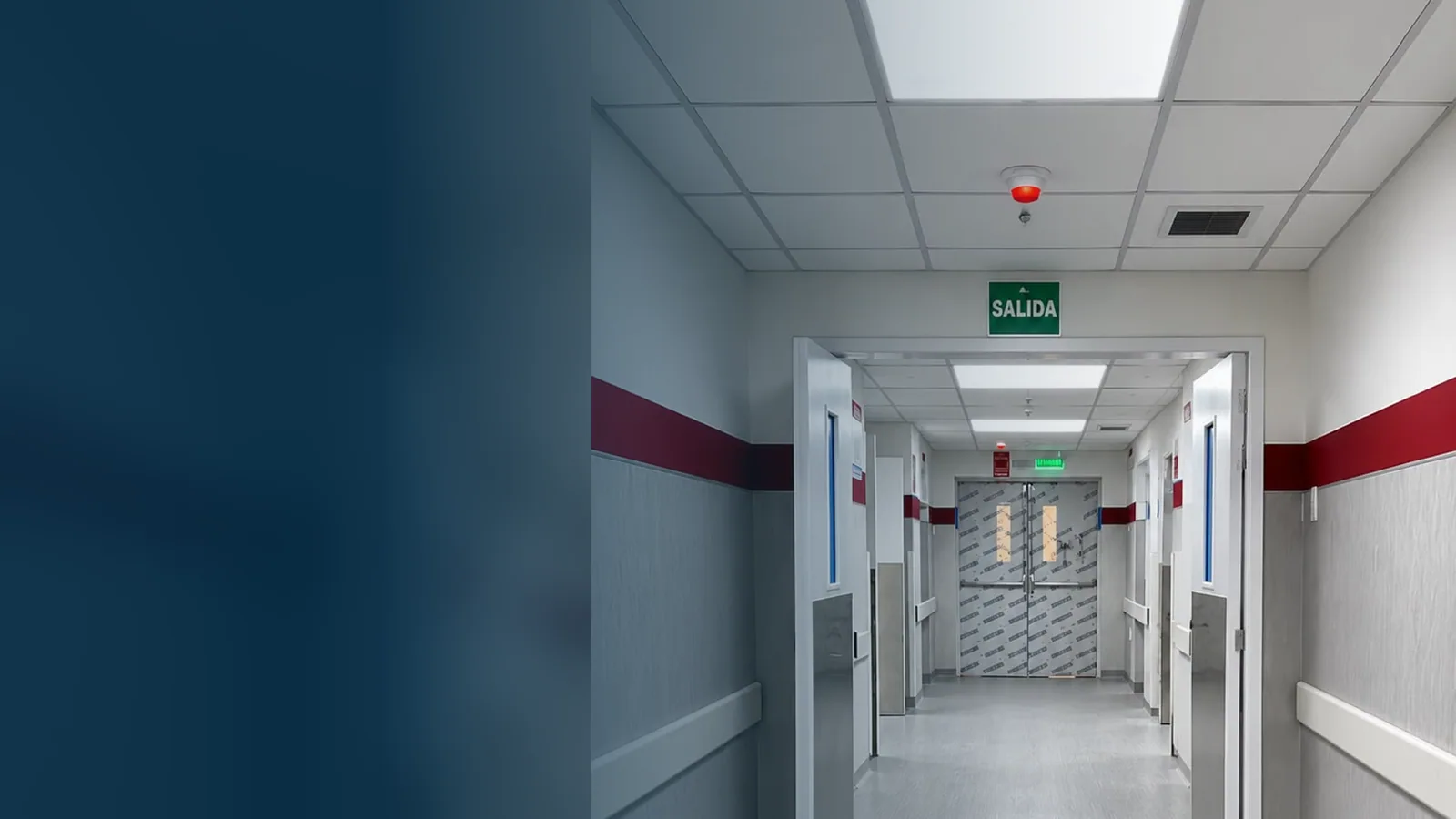 Pasillo hospitalario con puertas abiertas, foto proporcionada por FUPROYAC